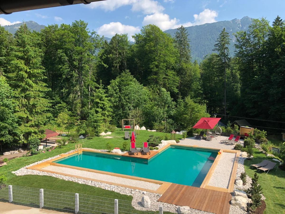 Bayern Resort Hotel - Adults Only - Mit Zugspitzblick - Eibsee-Naehe - Wellnessbereich - Naturpool Im Sommer Grainau Kültér fotó