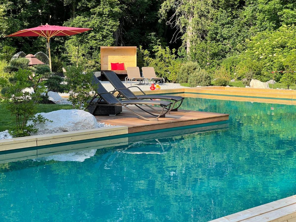 Bayern Resort Hotel - Adults Only - Mit Zugspitzblick - Eibsee-Naehe - Wellnessbereich - Naturpool Im Sommer Grainau Kültér fotó