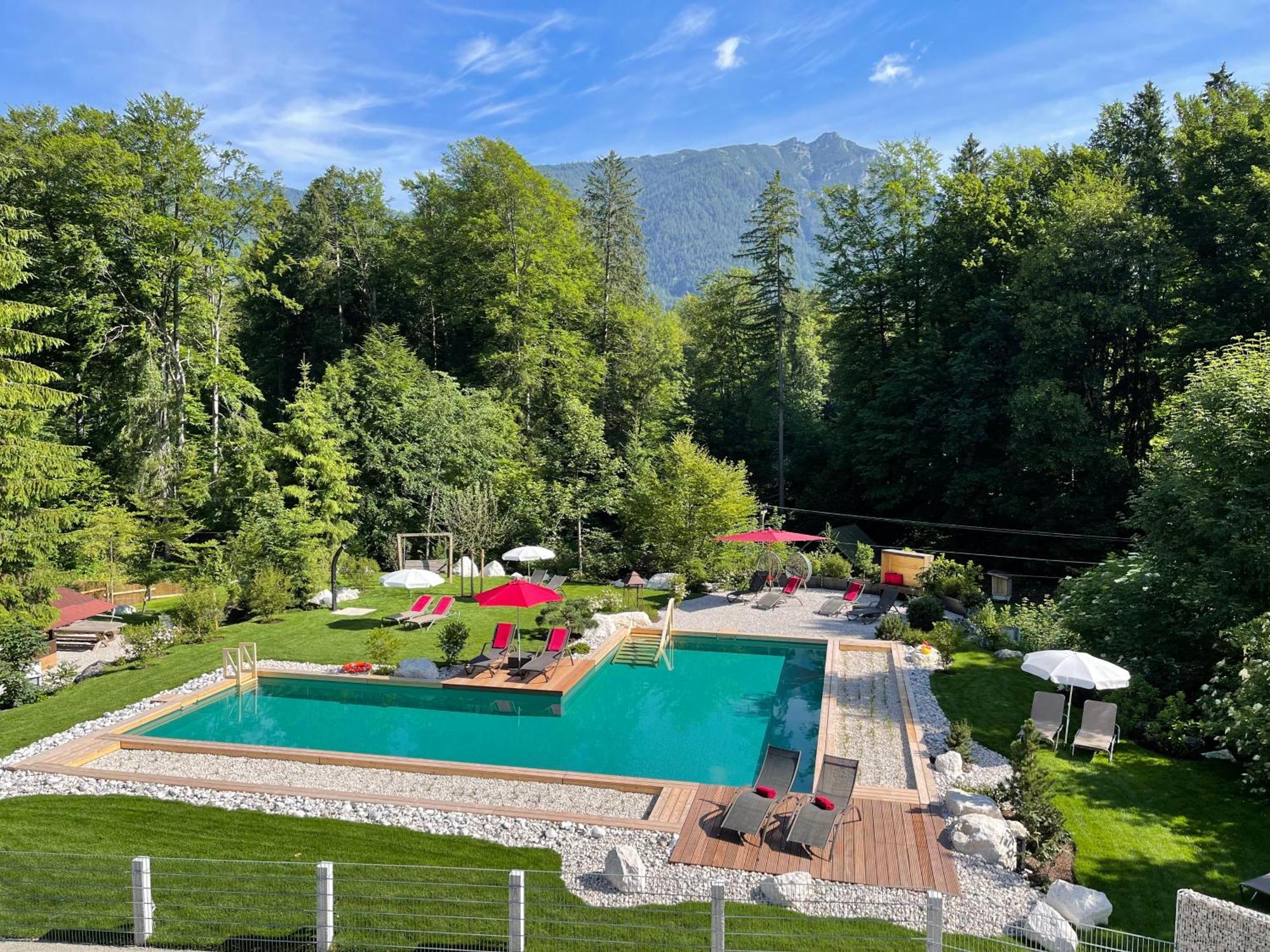 Bayern Resort Hotel - Adults Only - Mit Zugspitzblick - Eibsee-Naehe - Wellnessbereich - Naturpool Im Sommer Grainau Kültér fotó